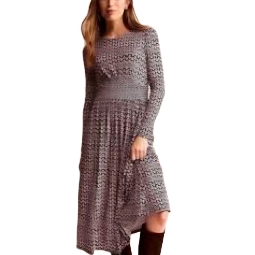 Boden Thea Jersey Midi Dress US 6 UK 10 Black Pink Tulip Pop Floral Long Sleeve